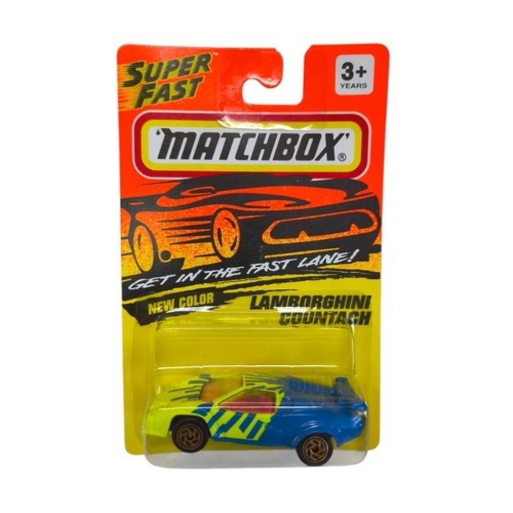 1993 Matchbox Super Fast Lamborghini Countach #67 Yellow/Blue Die Cast